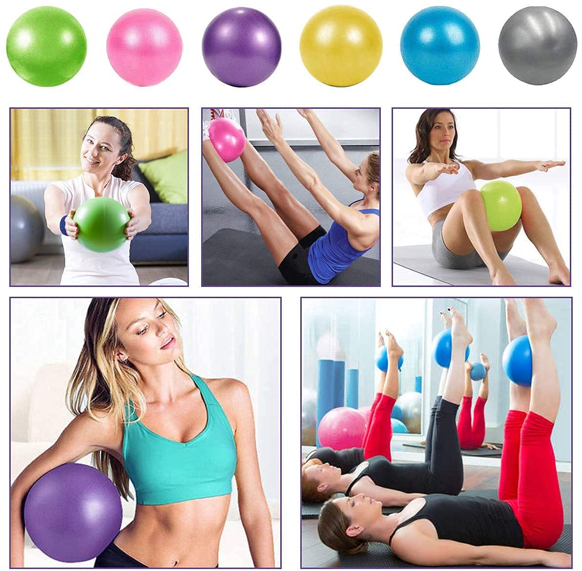 XIECCX Mini Yoga Balls Exercise Pilates Ball Therapy Ball Balance Ball Bender Ball Barre Equipment 1PC for Home Stability Squishy Training PhysicalCore Training with Inflatable Straw