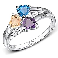 Personalized Mom Rings with Birthstones & Names, Engravable Mom Ring/Family Birthstone Ring/Grandmother's Ring with Birthstones, S925 Sterling Silver Gift for Mother's Day from Daughter