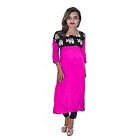 Beautiful Women's Top Casual Tunic Ethnic Animal Print Kurti Pink Color Plus Size
