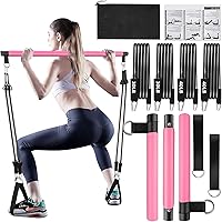 Pilates Bar Kit with Resistance Bands, Multifunctional Yoga Pilates Bar  with Heavy-Duty Metal Adjustment Buckle for Women & Men, Home Gym Pilates