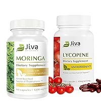Bundle - Moringa Powder Supplement - 90 Capsules, and Lycopene Supplement 30 mg - 120 Capsules, Immune and Joint Support, Prostate Health and Normal Heart Function for Men & Women