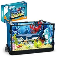 Mesiondy Fish Tank Building Block Set with Light，Aquarium, Marine Life, Shark Ecological Tank, Building Block Toy Kits for Kids 6+, Gift for Sea Lovers