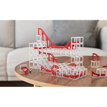DesignNest MagnetCubes Coaster Cubes, Marble Run - 168Pcs, Roller Coaster Building Set, STEM Toys, Ages 8 Years & Up, Advanced Pack
