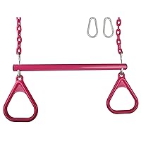 Swing Set Stuff Inc. Trapeze bar with Rings & Coated Chain with SSS Logo Sticker, Pink