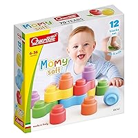 Quercetti -Quercetti-4141 MOMY Soft Plastic Construction Toys for Early Childhood, 12 Pieces, Multi-Coloured