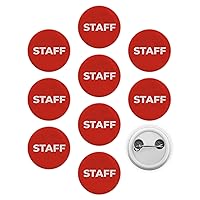 Staff Buttons Pinback - Personnel ID Badge Round for Event Backstage Concert Conference (1 inch, 10 Pcs)