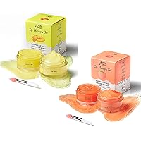 Turmeric Lip Care Set & Peach Lip Sleeping Mask, 2 Lip Treatment Set for Hydrating & Plumping Lips, Improving Lips Texture