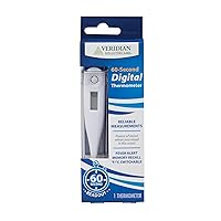 Digital Thermometer | 60-Second Readout | Fahrenheit and Celsius | Rigid Tip | Fever Alert | 1-Year Warranty