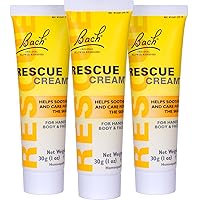 Bach Rescue Cream, Hydrating Skincare for Hands, Body and Face, Shea Butter, Homeopathic Stress Relief Flower Essences, Fragrance-Free, Paraben-Free, 3 Pack, 30g Ea