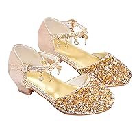 Wedges for Girls Size 4 Girls Low Heeled Dress Shoes Rhinestone Bows Low Heel Princess Little Girl House Slippers Size 1