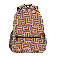 ALAZA Abstract Modern Rainbow Color Geometric Backpack for Women Men,Travel Trip Casual Daypack College Bookbag Laptop Bag Work Business Shoulder Bag Fit for 14 Inch Laptop