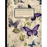Composition Notebook Wide Rule - Vintage Purple Butterflies: 100 Page Lined Paper | Cute Aesthetic Journal for Writing, Personal Diary, Journaling or Note Taking | Great Gift Ideal