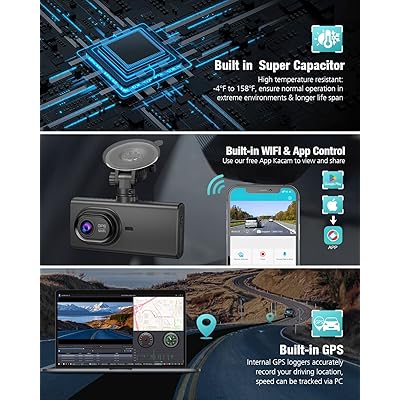 Sarmert LS09 3 Channel Dash Cam with 64GB Card Built-in 5G WiFi GPS, 4K Dash