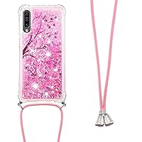 IVY Galaxy A50 Fashion Quicksand with Reinforced Corner and Drop Protection and Liquid Flow Design for Samsung Galaxy A50 / A50s / A30s Case - Plum Blossom