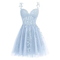 Eightale Tulle Homecoming Dress Lace Applique for Teens Short 2024 Corset Prom Party Gown