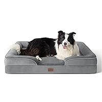 Bedsure Orthopedic Pet Bed - Large Washable Dog Sofa With Supportive Foam, Removable Cover, Waterproof Lining, Nonskid Bottom - Grey