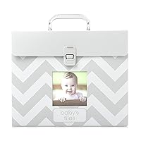 Tiny Ideas Baby File Keeper Organizer, Gray Chevron, Newborn Baby Document Organizer, Durable File Folder