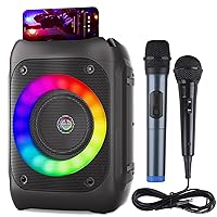 Ankuka Karaoke Machine for Kids and Adults, Portable Bluetooth Karaoke Speaker With 1 Wireless Microphone and 1 Wired Mic, Pa System with Led Lights for Singing, Gifts for Girls and Boy Birthday Party