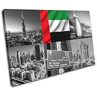 Bold Bloc Design - Dubai Collage City Landscapes Urban 90x60cm SINGLE Canvas Art Print Box Framed Picture Wall Hanging - Hand Made In The UK - Framed And Ready To Hang