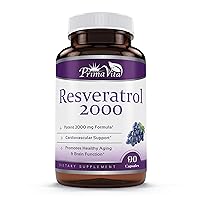Resveratrol Nutritional Supplement 2000mg, Grape Seed Extract Capsule with Quercetin, Antioxidant Supplement Support Immunity, 90 Capsules
