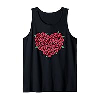Red Roses Heart Shaped Valentine's Day Anniversary Tank Top