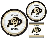 Colorado Party Supplies - Plates & Napkins for 10 - Gold CU & Buffalo Design - Officially Licensed