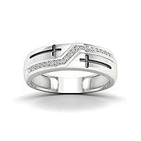 De Couer S925 Sterling Silver 1/8ct TDW Diamond Men's Ring (I-J,I2)