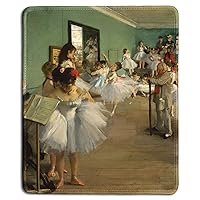 Art Mousepad - Natural Rubber Mouse Pad with Famous Fine Art Painting of The Dance Class by Edgar Degas - Stitched Edges - 9.5x7.9 inches