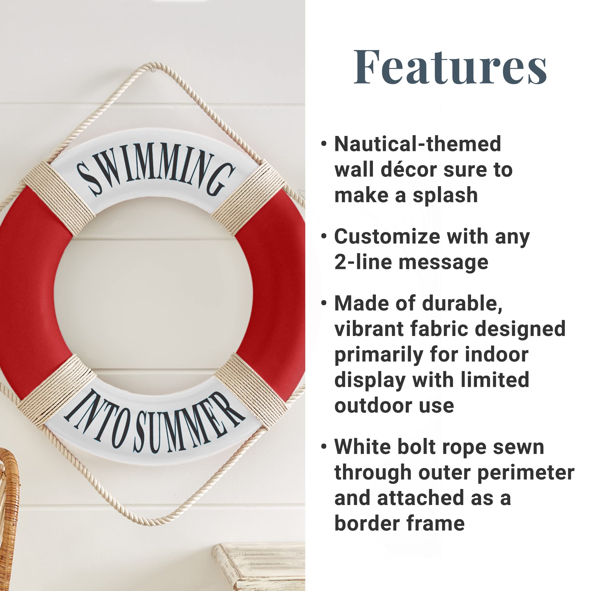 Let's Make Memories Personalized Life Preserver Ring - Unique Pool, Boat, Beach House Decor - Personalize with Message - 21