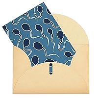 Dark Blue Sperms Greeting Cards with Envelopes & Heart Closure Write Good Vibes Vertical Blank Cards