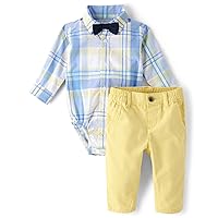 The Children's Place baby-boys And Newborn Long Sleeve Dress Shirt and Pants 2-piece Set
