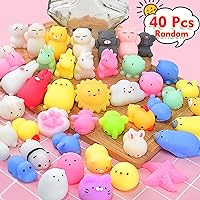 Squishies 40pcs Mochi Squishy Toys Party Favors for Kids Mini Squishy Kawaii Fidget Toys Stress Relief Treasure Box Toys for Classroom Prizes Kids Easter Egg Fillers Goodie Bag Stuffers, Random