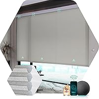 Yoolax Motorized Cellular Shade Work with Alexa, Smart Honeycomb Blinds Customized Size, Cordless Double Cell Light Filtering Automatic Blinds for Windows (Half Shading Texture Light Coffee)
