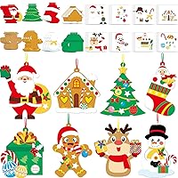 Qyeahkj 64 Sets Christmas Craft Kit for Kid Christmas DIY Art Ornaments Bulks, Make Your Own Santa Claus Tree Gingerbread House Reindeer Christmas Holiday Party Game Activity Supplies