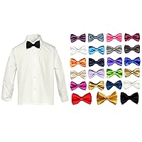 Baby Boy Formal Tuxedo Suit White Button Down Dress Shirt Color Bow tie Sm-4T