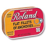 Roland Foods Flat Anchovy Fillets Packed in Olive Oil, Wild Caught from Spain, 14 OZ Can
