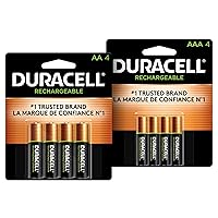 Duracell Rechargeable AA + AAA Batteries, 4 Count Pack Each, 8 Count Total, Double and Triple A Batteries for Long-lasting Power, All-Purpose Pre-Charged Battery