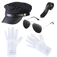 Chauffeur Costume Limo Taxi Driver Hat Gloves Set