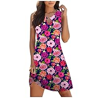 joysale Beach Dresses for Women 2024 Vacation Casual Trendy Keyhole Sleeveless Tank Boho Floral Print Sundress