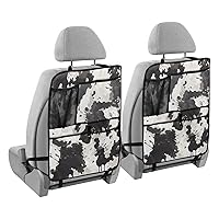 Black White Cow Print Car Kick Mat for Kids Backseat Organizer with Adjustable Strap Back Seat Protector for SUV Vehicle Car 25x18in 2 Pcs