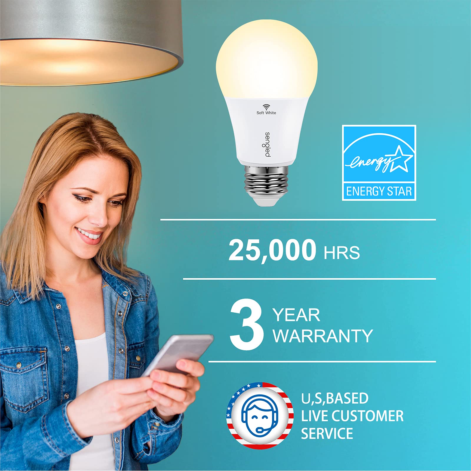 Sengled Alexa Light Bulb, WiFi Light Bulbs No Hub Required, Smart Bulbs that Work with Alexa, Google Home, Dimmable Smart LED Bulb, A19 Soft White (2700K), 800LM 60W Equivalent, 1 Pack