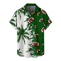 Hawaiian Bowling Shirts Men Short Sleeve Print Casual Button Down Beach Dress Shirt 4th of July American Flag Shirts