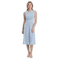 London Times Women's Inset Waist Midi Dress Career Office Occasion Guest of