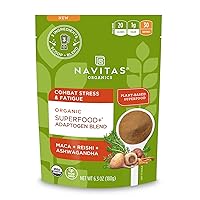 Navitas Organics Superfood+ Adaptogen Blend for Stress Support (Maca + Reishi + Ashwagandha), 6.3oz Bag, 30 Servings — Organic, Non-GMO, Vegan, Gluten-Free, Keto & Paleo.