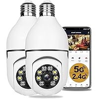 Pack of 2 Light Bulb1080P Security Cameras Wireless Outdoor 5GHz & 2.4GHz WiFi Smart 360 for Home Security, Indoor and Socket Camera, Motion Detection Alerts