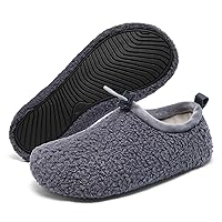 Kids Warm House Slippers Anti-Skid Bedroom Clog Lightweight Slippers Cozy Socks Indoor Slippers Winter Rubber Sole shoes Grey11.5-12.5