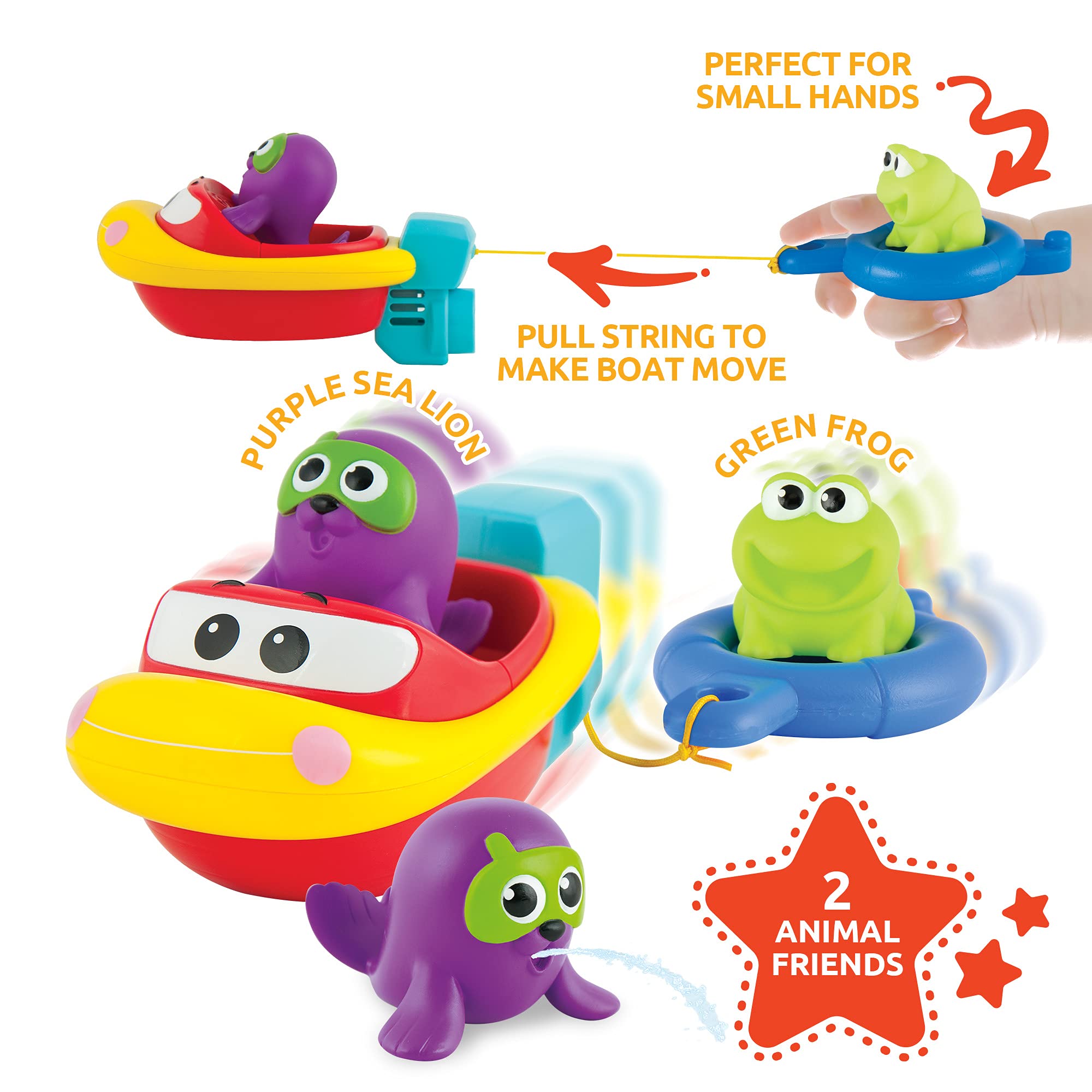 KiddoLab Words and ABC Learning with Chapa The Lion Alphabet Sound Book & Pull and Go Bath Boat Toys - Interactive Education & Bathtub Play for Toddlers 1-3 Years Old.