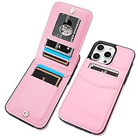 KIHUWEY Compatible with iPhone 14 Pro Max Case Wallet with Credit Card Holder, Flip Premium Leather Magnetic Clasp Kickstand Heavy Duty Protective Cover for iPhone 14 Pro Max 6.7 Inch (Pink)