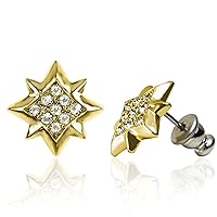 Forever Gold Austrian Crystal Star Earrings Surgical Steel Posts & Comfort Backs E104G
