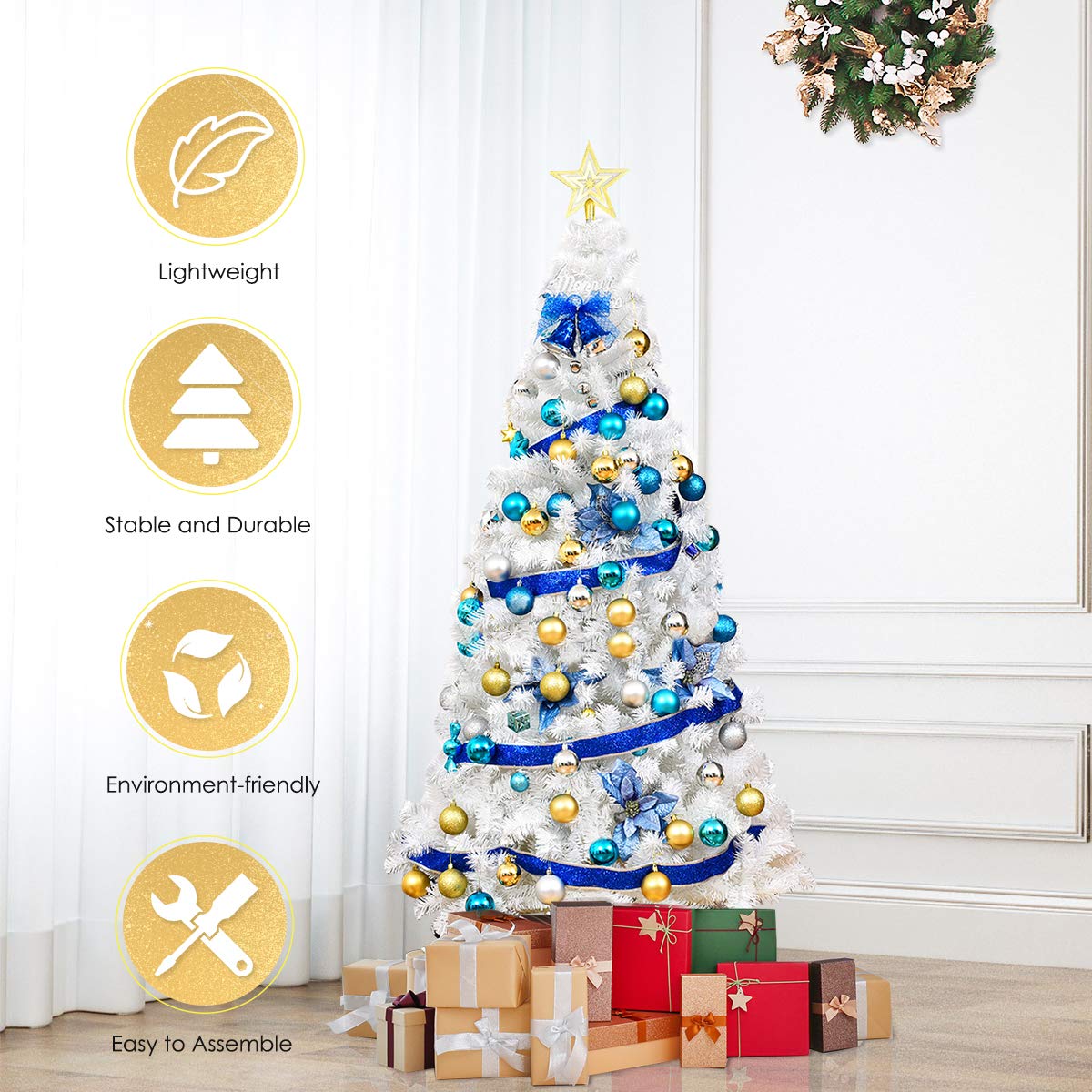 Mua GOFLAME Artificial White Christmas Tree Home Holiday Décor ...